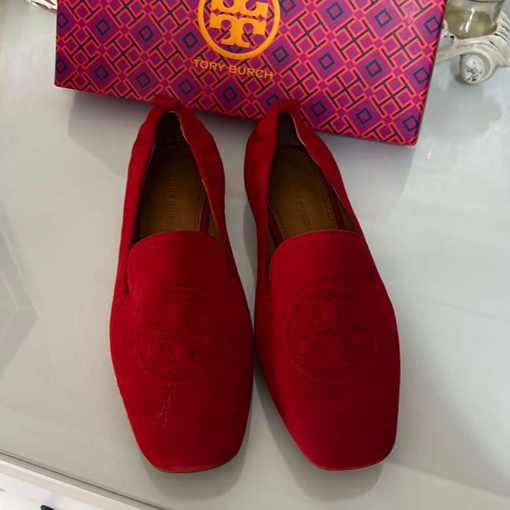 Tory Burch red loafers size 7